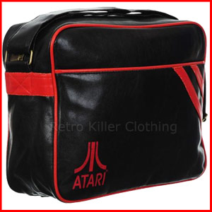 Atari Logo Vintage Retro Distressed Mens Holdall Sports Bag - Black & Red