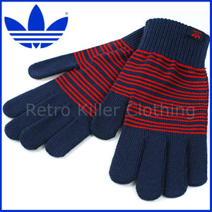Adidas Originals Three Striped Pair Of Gloves In Blue Red - Mens - P07818